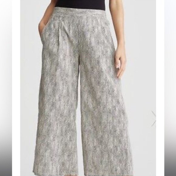 Eileen Fisher Pants - Eileen Fisher 100% Organic Cotton Chainette Printed Wide Leg Crop Pant